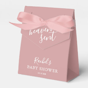 Heaven Sent Dusty Rose Pink Girl Baby Shower Favor Boxes