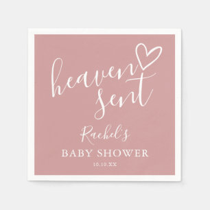 Heaven Sent Dusty Rose Pink Girl Baby Shower Napkins