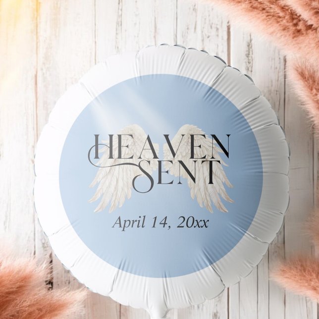 Heaven Sent Elegant Blue Baby Shower Balloon (Creator Uploaded)