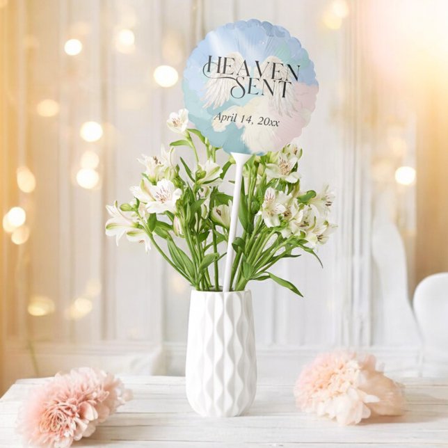 Heaven Sent Elegant Pastel Baby Shower Balloon (Creator Uploaded)