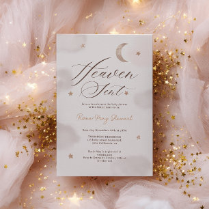 Heaven sent gender neutral moon stars Invitation