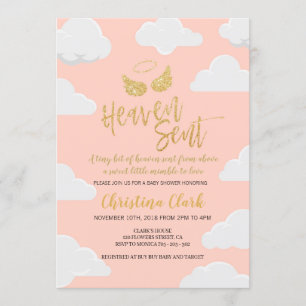 Heaven Sent Girl Baby Shower Invitation