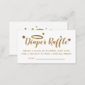 Heaven Sent Gold Baby Shower Diaper Raffle Ticket Enclosure Card (Front/Back)