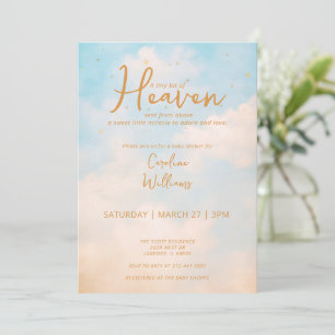 Heaven Sent Gold Gender Neutral Baby Shower Invitation