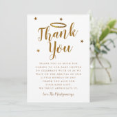 Heaven Sent Gold Halo Baby Shower Stars Thank You Card | Zazzle