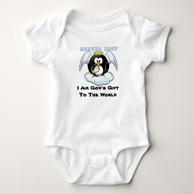 Heaven Sent I Am God's Gift To The World Baby Bodysuit (Front)