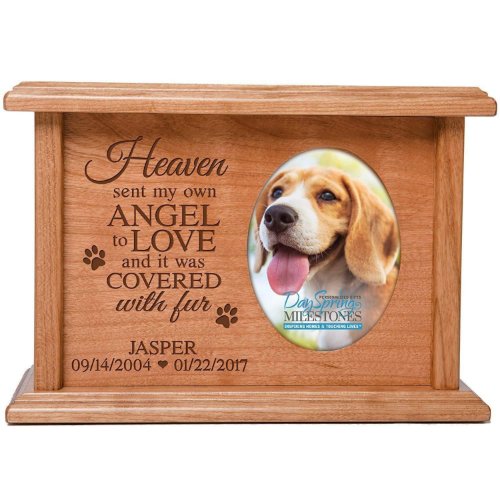 Heaven Sent my Angel Cherry Wood Cremation Urn