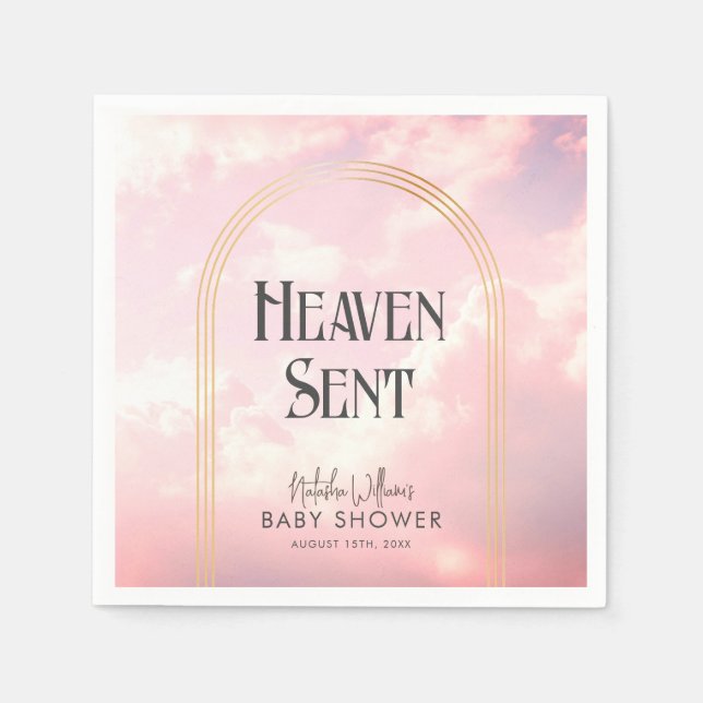 Heaven Sent Pastel Pink Clouds Sky Baby Shower Napkins (Front)