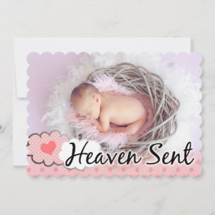 Heaven Sent Photo Adjustable Birth Announcement