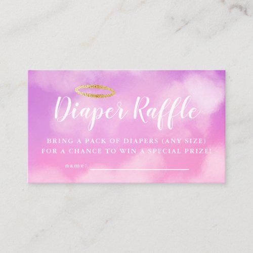 Heaven Sent Pink Baby Shower Diaper Raffle Ticket Enclosure Card