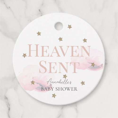 Heaven Sent Pink Cloud Girl Baby Shower Thank You Favor Tags