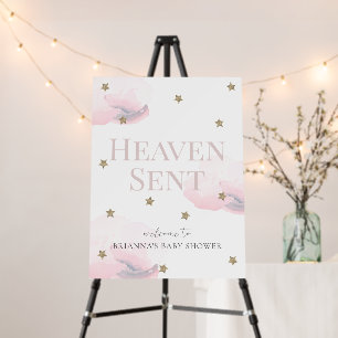 Heaven Sent Pink Cloud Girl Baby Shower Welcome Foam Board