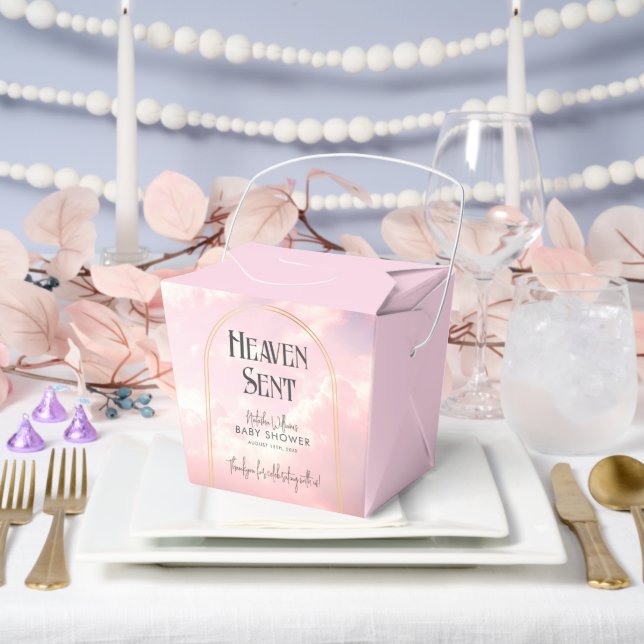 Heaven Sent Pink Clouds Celestial Baby Shower  Favor Boxes (Wedding)