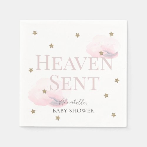 Heaven Sent Pink Girl Baby Shower Napkins