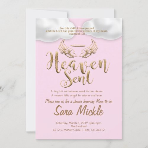 Heaven SentPink Invitation