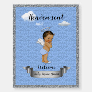 Printable Water Bottle Labels Heaven Sent Angel Boy Blue -   Welcome  baby signs, Printable water bottle labels, Heaven sent