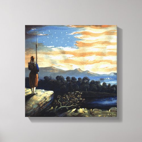 Heavenly American Flag in Natural Sunrise Canvas Print