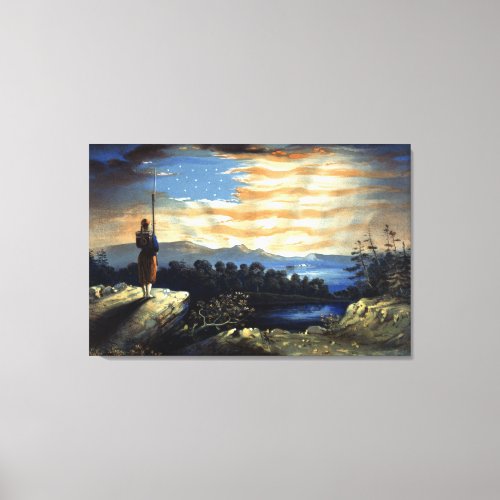 Heavenly American Flag in Natural Sunrise Canvas Print