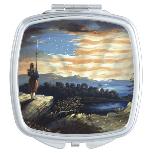 Heavenly American Flag in Natural Sunrise Compact Mirror