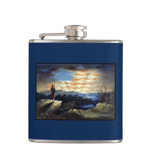 Heavenly American Flag in Natural Sunrise Flask