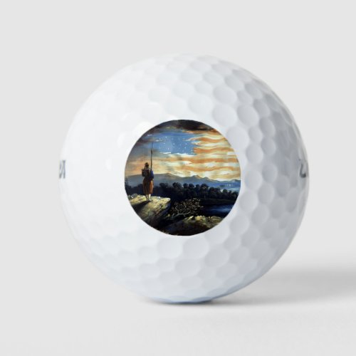 Heavenly American Flag in Natural Sunrise Golf Balls