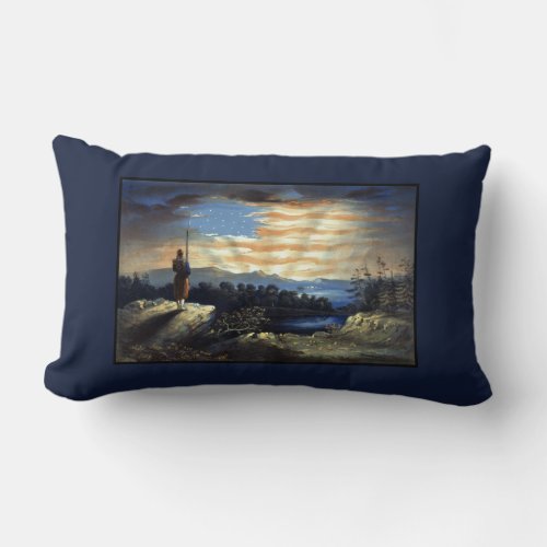 Heavenly American Flag in Natural Sunrise Lumbar Pillow