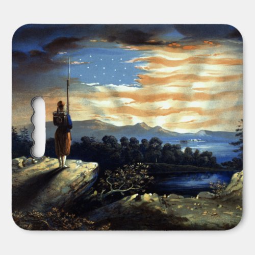 Heavenly American Flag in Natural Sunrise Seat Cushion