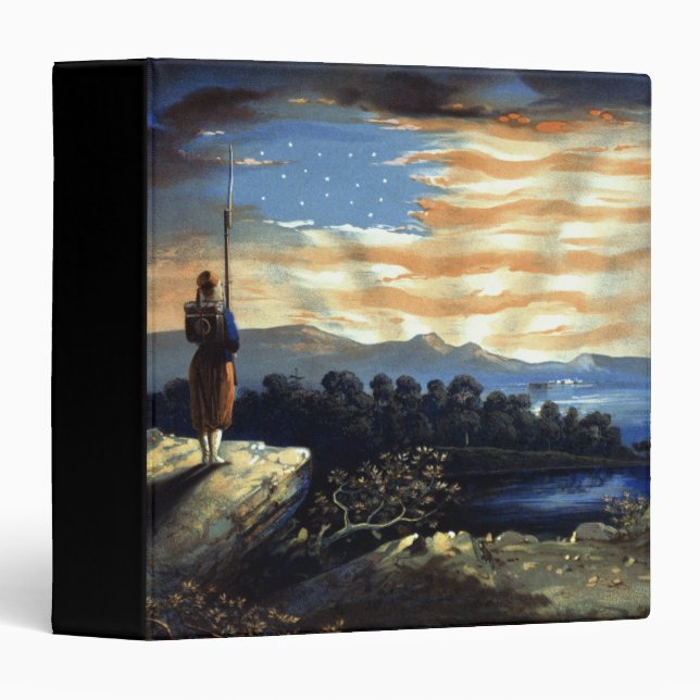 Heavenly American Flag in Sky, Zouave Civil War 3 Ring Binder (Front/Spine)