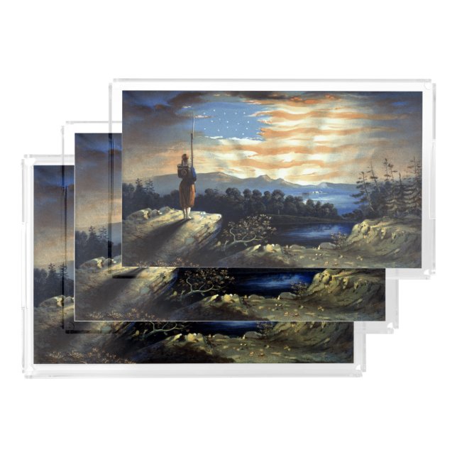 Heavenly American Flag in Sky, Zouave Civil War Acrylic Tray (Set)