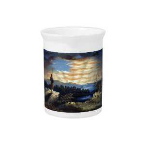 Heavenly American Flag in Sky, Zouave Civil War Beverage Pitcher