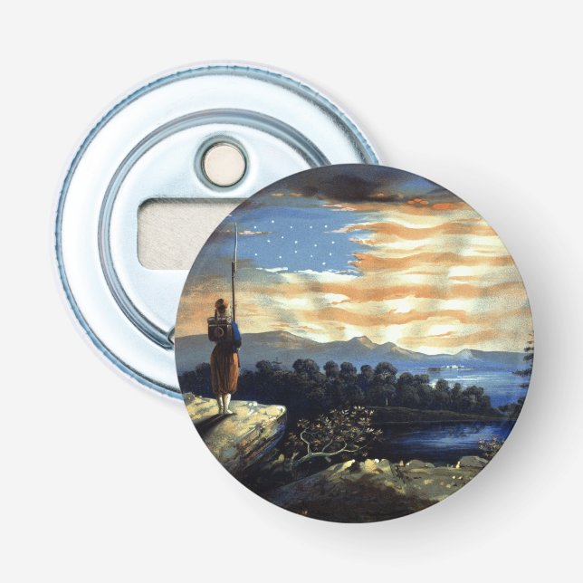 Heavenly American Flag in Sky, Zouave Civil War Bottle Opener (Front)