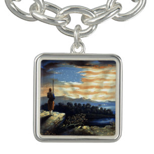 Heavenly American Flag in Sky, Zouave Civil War Bracelet