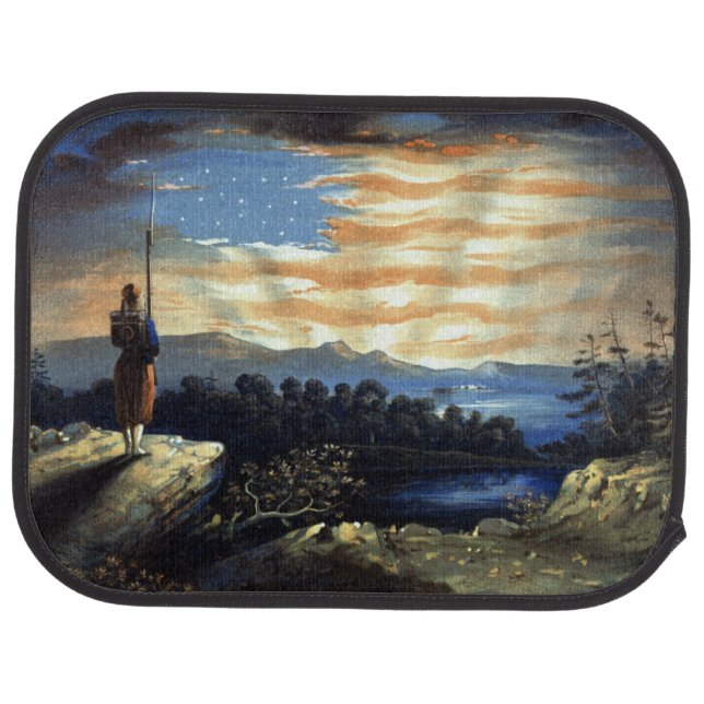 Heavenly American Flag in Sky, Zouave Civil War Car Floor Mat (Rear)