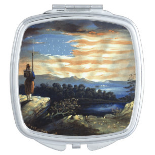 Heavenly American Flag in Sky, Zouave Civil War Compact Mirror