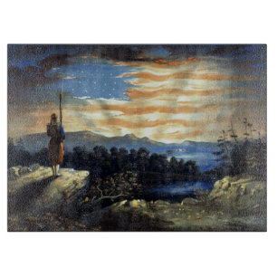 Heavenly American Flag in Sky, Zouave Civil War Cutting Board