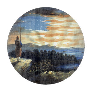 Heavenly American Flag in Sky, Zouave Civil War Cutting Board