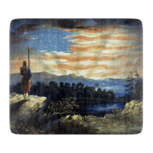 Heavenly American Flag in Sky, Zouave Civil War Cutting Board