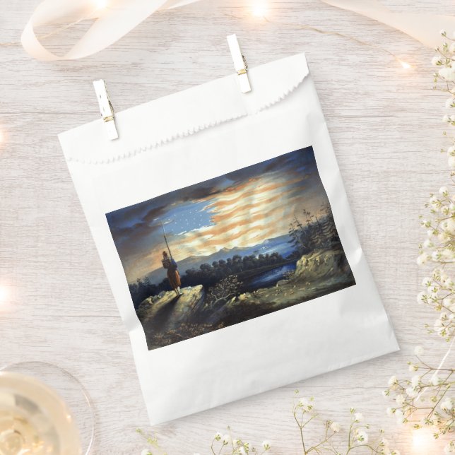 Heavenly American Flag in Sky, Zouave Civil War Favor Bag (Clipped)