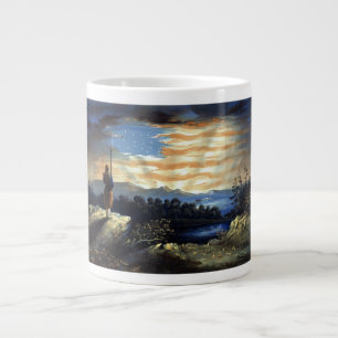 Heavenly American Flag in Sky, Zouave Civil War Giant Coffee Mug
