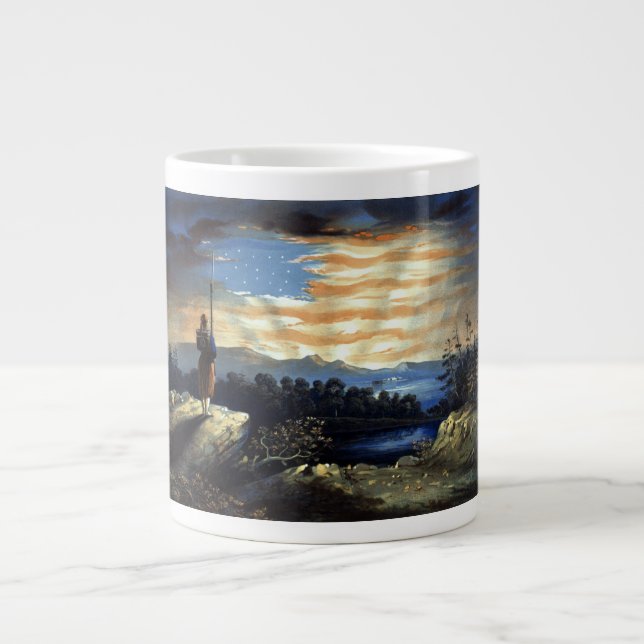 Heavenly American Flag in Sky, Zouave Civil War Giant Coffee Mug (Front)