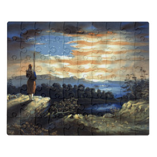 Heavenly American Flag in Sky, Zouave Civil War Jigsaw Puzzle