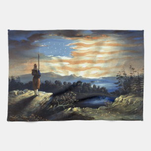 Heavenly American Flag in Sky, Zouave Civil War Kitchen Towel
