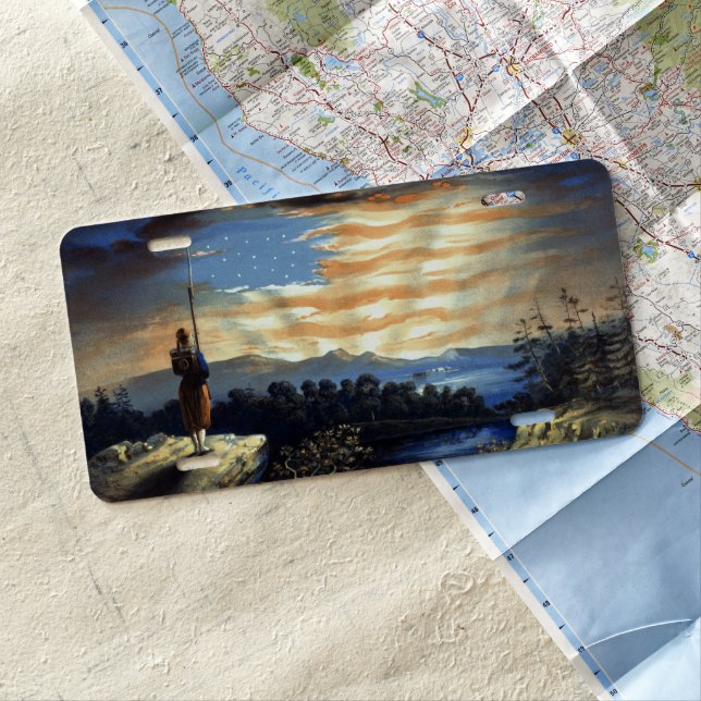 Heavenly American Flag in Sky, Zouave Civil War License Plate (In Situ)