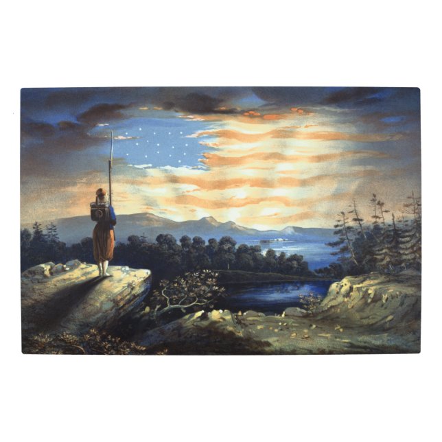 Heavenly American Flag in Sky, Zouave Civil War Metal Print (Front)