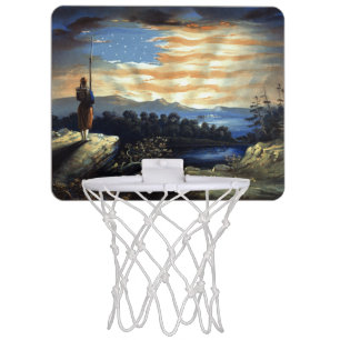 Heavenly American Flag in Sky, Zouave Civil War Mini Basketball Hoop