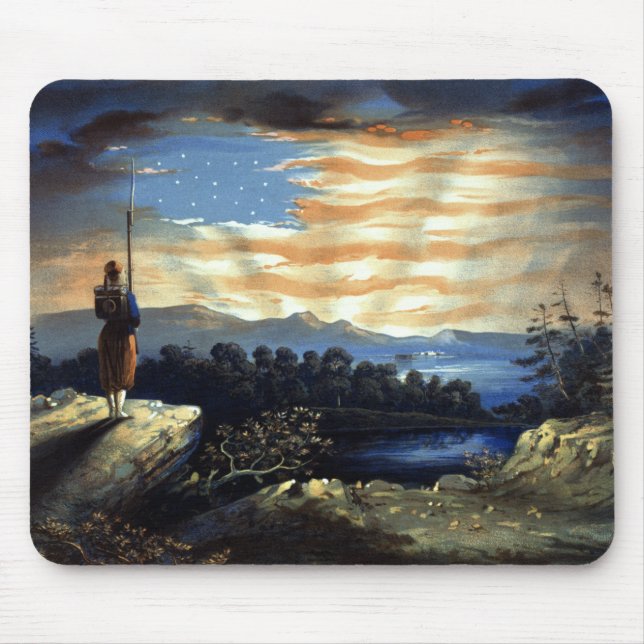 Heavenly American Flag in Sky, Zouave Civil War Mouse Pad (Front)