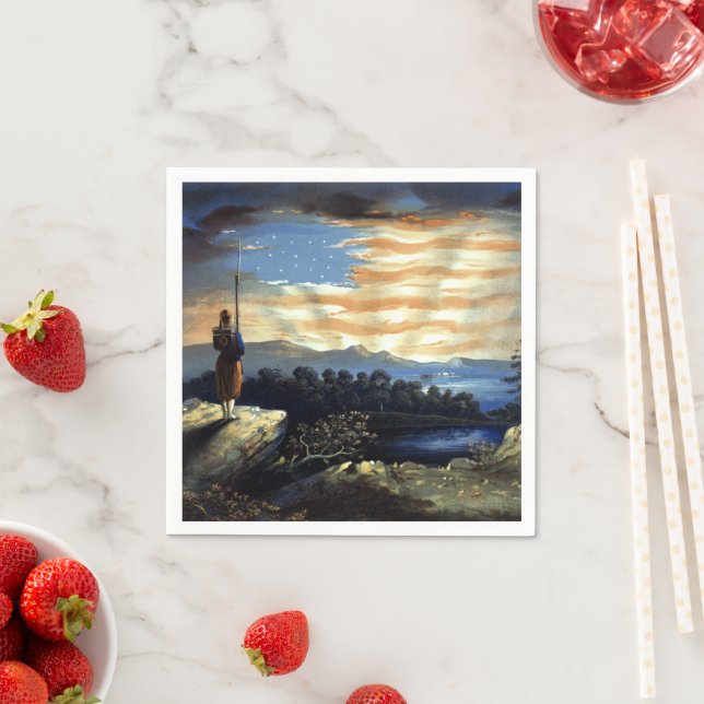 Heavenly American Flag in Sky, Zouave Civil War Napkins (Insitu)