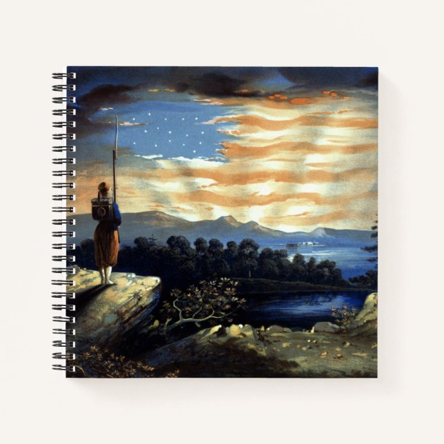 Heavenly American Flag in Sky, Zouave Civil War Notebook (Front)