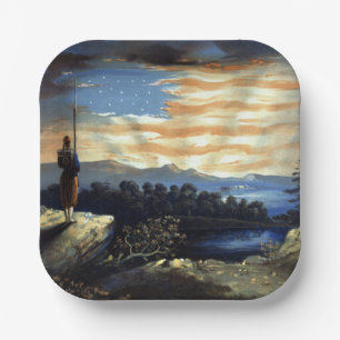 Heavenly American Flag in Sky, Zouave Civil War Paper Plates