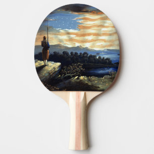 Heavenly American Flag in Sky, Zouave Civil War Ping Pong Paddle